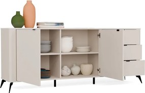 CORDOBA 2D3S komód 183x43x11.5 cm, kasmír- fekete lábakkal