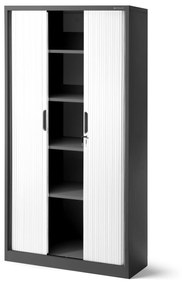 Fém szekrény harmonika ajtókkal DAMIAN, 900 x 1850 x 450 mm, antracit-fehér