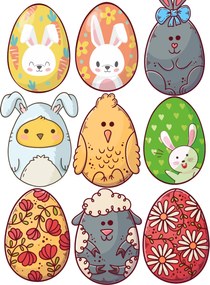 Húsvéti díszek Tojás Húsvéti Tojások dekoráció Színes Tojások Kosár