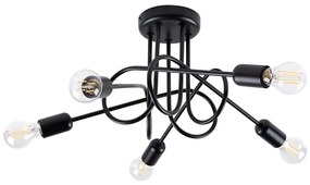 Sollux SL.1435 - Felületre szerelhető csillár  LOOP 5xE27/15W/230V fekete