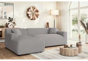 Világosszürke kordbársony sarokkanapé (bal oldali-heverő résszel) Martin – Ropez