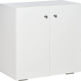 HOMCOM Modern Stílusú Nappali Tálaló 2 Ajtóval és 2 Polccal 70x39x70 cm Fehér | Aosom