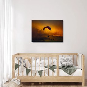 Ejtőernyős a naplementében képe (üvegen) (70x50 cm)