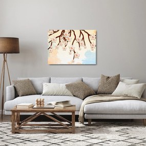 Kép - virágok az ágakon, színes (üvegen) (70x50 cm)
