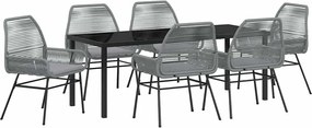 vidaXL Kert étkező szett párnával 7 pcs Szürke polirattan