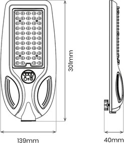 LED dimmelhető napelemes utcai lámpa érzékelővel VENICE 50W/4000 mAh IP65 fekete + távirányító