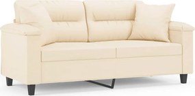 vidaXL 2 személyes bézs mikroszálas szövetkanapé párnákkal 140 cm