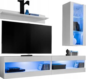 Rtv bútor szett Tivoli SET5 Fehér/Fehér, Kék Led