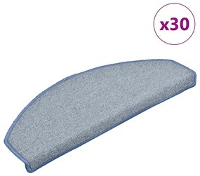 30 db világosszürke és kék lépcsőszőnyeg 65x24x4 cm