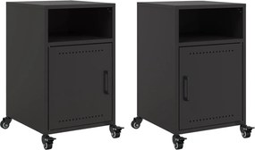 vidaXL 2 db fekete acél éjjeliszekrény 36x39x59 cm