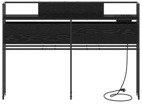 Tároló fejtámla polcokkal tárolóval Musta tammi 135 cm Faanyag