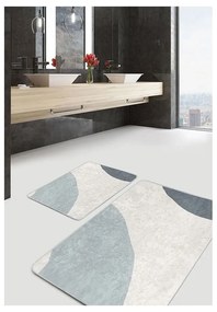 Szürke-krémszínű bársony fürdőszobai kilépő szett 2 db-os 60x100 cm Abstract Shapes – Mila Home