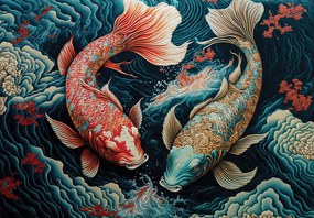 Orientális koi halak poszter, fotótapéta, Vlies (520 x 318 cm)