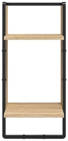 4 részes sonoma tölgy színű szerelt fa fali polc szett rúddal