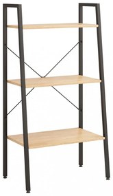 3 szintes világosbarna és fekete állópolc 56 x 35 x 108 cm