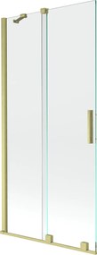 Mexen Velar, 2 szárnyas eltolható kádparaván 90 x 150 cm, 8mm átlátszó üveg, arany matt profil, 896-090-000-01-55