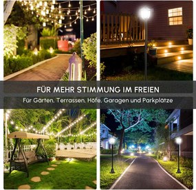 Outsunny Napelemes kerti lámpa, LED, 30 lumen, napelemes, talajra szerelhető tüske, 120 cm, fekete