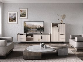 Komód, kasmír/sötét márvány, FRESIO KOM2D2S