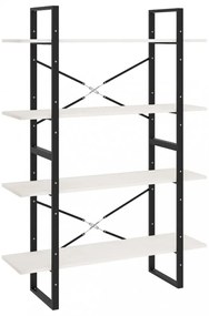 négyszintes fehér tömör fenyőfa könyvszekrény 100 x 30 x 140 cm