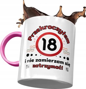 Rózsaszín Bögre Születésnapra 18 18. 18. Ajándék Nyomtatott Fotóval