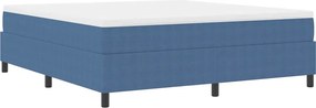 vidaXL Boxrugós ágy Kék és Fehér 180 x 200 cm Bársonyos szövet