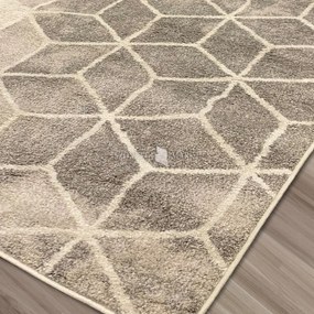 Flora kockás modern mintájú szőnyeg (Beige) 80x150 cm