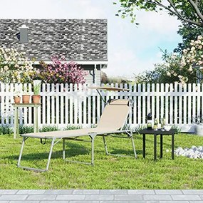 Napozóágy, nagyméretű fekvő napozószék, 65 x 200 x 48 cm, terhelhetőség 150 kg, bézs