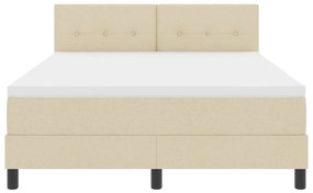 Boxspring Ágy Mattal és LED-del Krém 140x200 cm Szövet