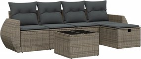 vidaXL 6 részes szürke polyrattan kerti ülőgarnitúra párnákkal
