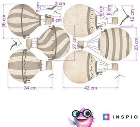 INSPIO Neutrális színű falmatrica - Hőlégballonok