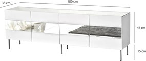 Leon TV-állvány, fehér-ezüst, 180 cm