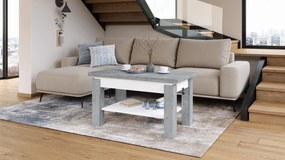 Mazzoni BRAWO Millenium Beton/Fehér - NYITHATÓ/MAGASÍTHATÓ DOHÁNYZÓASZTAL POLCCAL ÉTKEZŐASZTALKÉNT IS HASZNÁLHATÓ