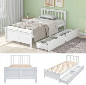 Fa ágy, egyszemélyes Gyerekágy Fiókos Fehér 90x200cm