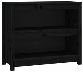 fekete tömör fenyőfa könyvszekrény 80x35x68 cm