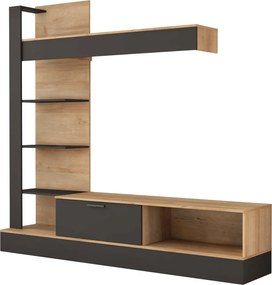 Nappali fal, riviera tölgy/fekete, GELUZA