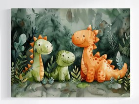 Vászonkép Canvas Akvarell Dinoszauruszok Család Anya Apa Portré 100x75