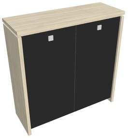Verno közepes szekrény 128 x 46 x 130 cm, üvegajtó, akác / fekete