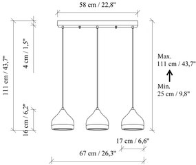 YILDO kábelre függesztett csillár 3xE27/40W/230V fekete/arany