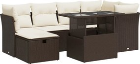 vidaXL 7 részes barna polyrattan kerti ülőgarnitúra párnákkal