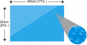 Négyszögletes medence borító 450 x 220 cm-es PE kék
