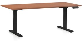 OfficeTech D állítható magasságú asztal, 160 x 80 cm, fekete alap, cseresznye