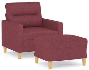 bordó szövet kanapéfotel lábtartóval 60 cm