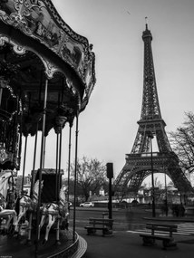 Poszter 30x40cm Körhinta Eiffel-toronnyal a háttérben, Assaf Frank