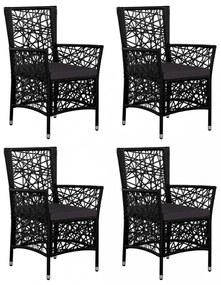 5 részes fekete kültéri polyrattan étkezőgarnitúra
