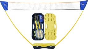 HOMCOM Tollaslabda Háló Állvánnyal, Hordozható Tollaslabda Háló Állvány 4 Tollaslabdával, Kültéri Sportok, Sárga+Kék, 286 x 33 x 157 cm | Aosom