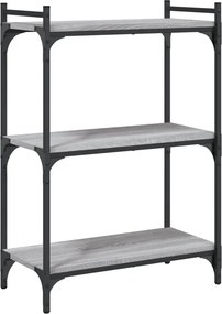 vidaXL 3 szintes szürke sonoma színű fa könyvespolc 60x30x86 cm