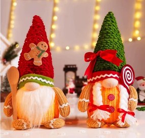 2 db-os karácsonyi manó dekoráció szett LED-ekkel