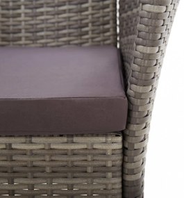 5 részes szürke polyrattan és tömör akácfa étkezőgarnitúra