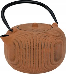 Barna öntöttvas teáskanna 1 literes, Gyógynövények És Teák Főzéséhez, szűrővel