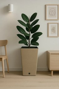 FURU SQUARE ECO WOOD virágtartó 24 c m betéttel, barna, S